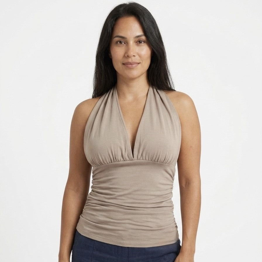 Ruched Halter Neck Top