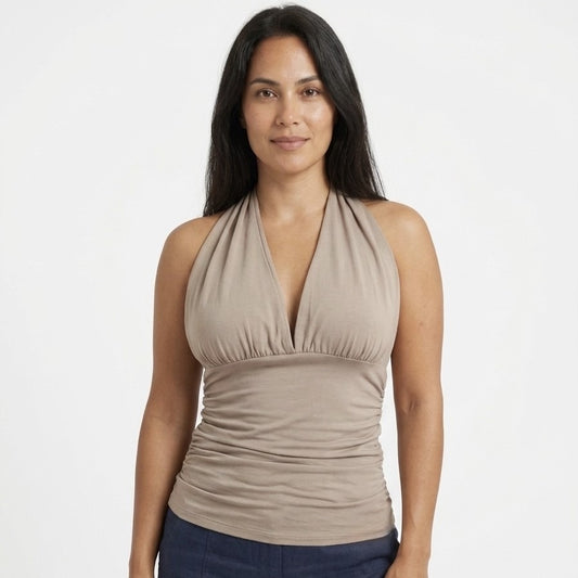 Ruched Halter Neck Top