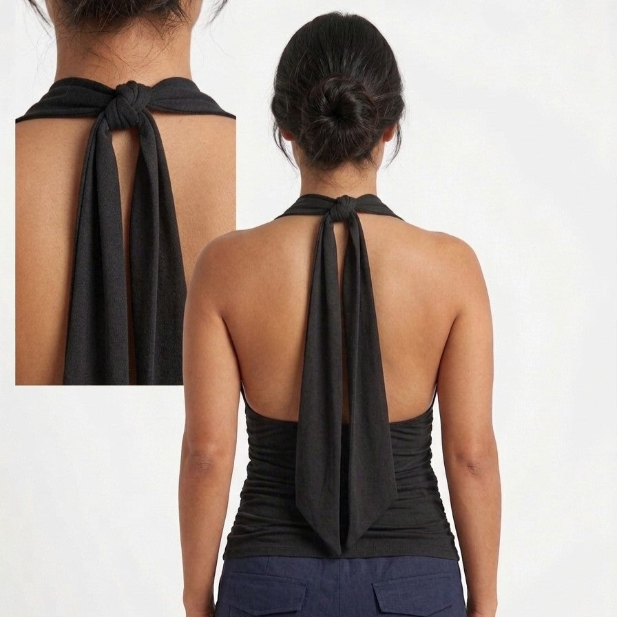 Ruched Halter Neck Top