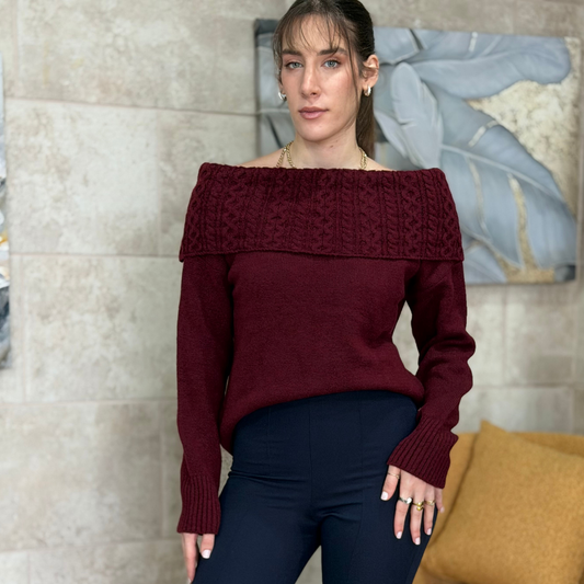 OFF-SHOULDER KNIT SWEATER