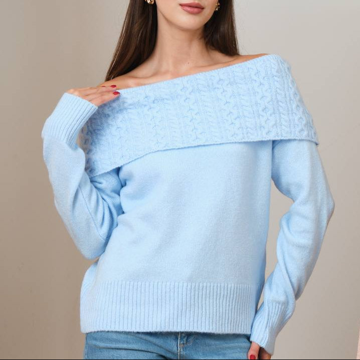 OFF-SHOULDER KNIT SWEATER