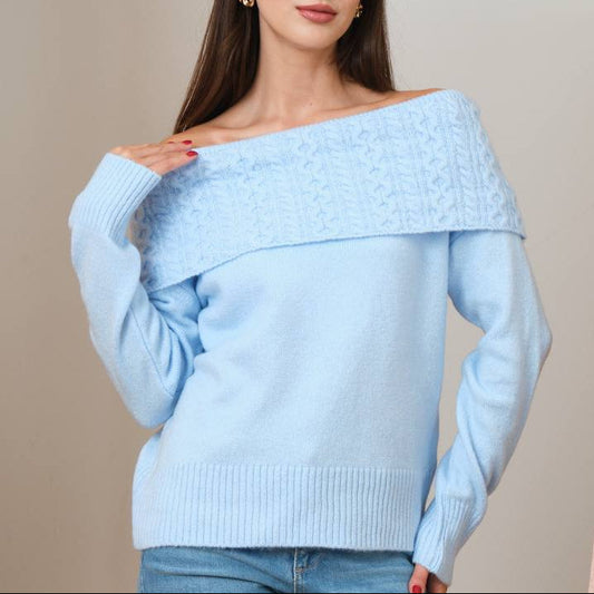 OFF-SHOULDER KNIT SWEATER