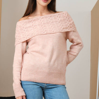 OFF-SHOULDER KNIT SWEATER