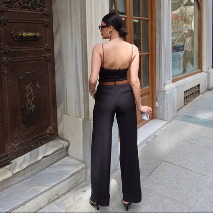 Wide-Leg Belted Pants